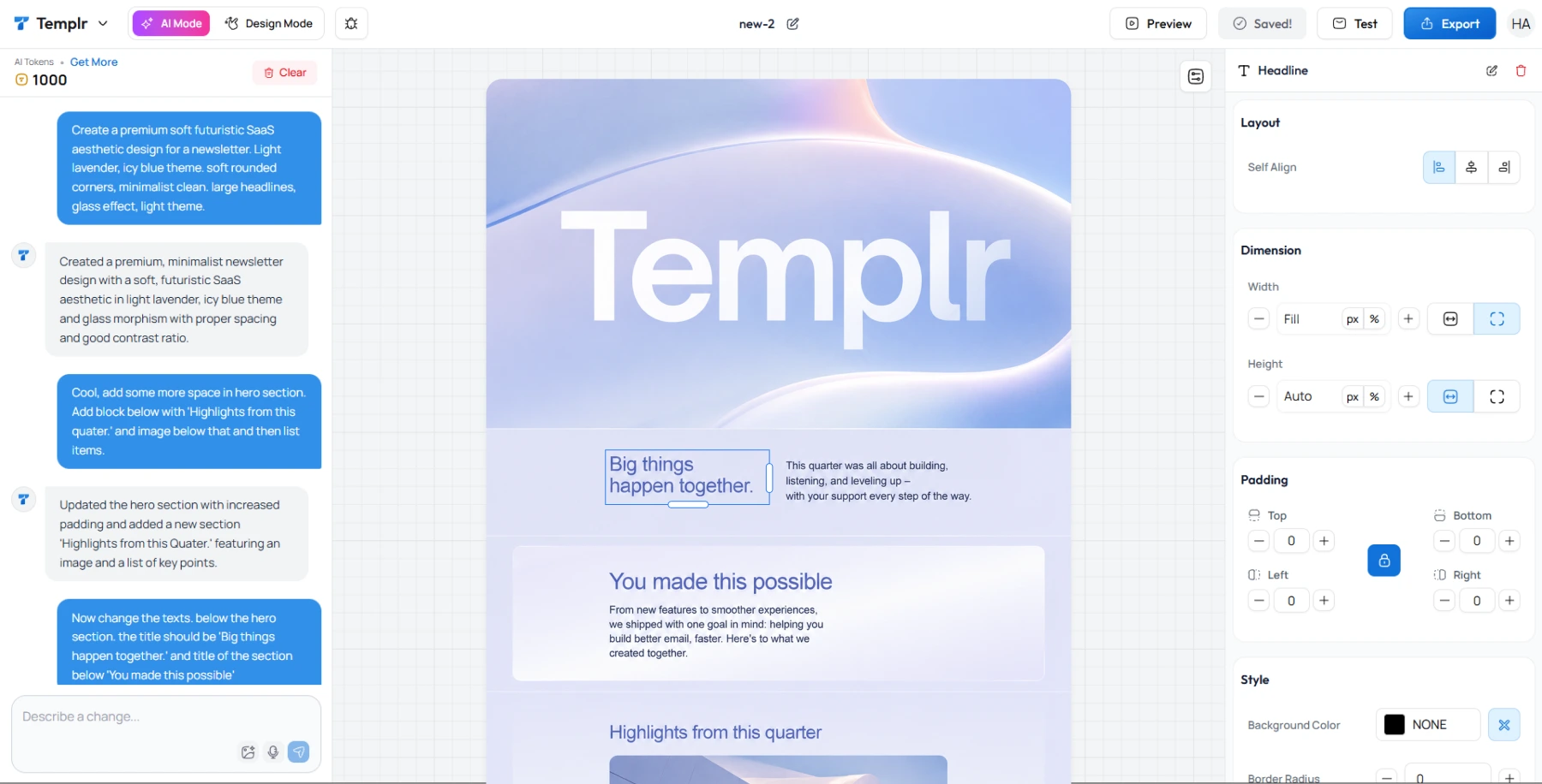 screenshot of templr builder